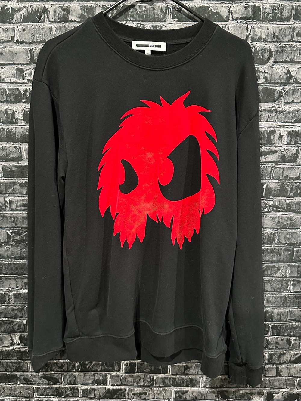 Alexander McQueen Black Crewneck Sweater with Red Graphic